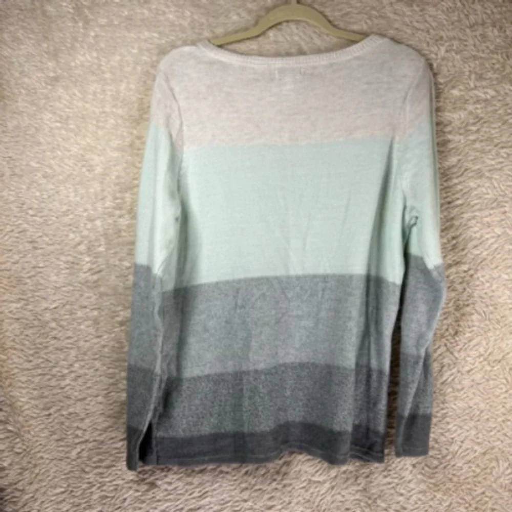 Croft & Barrow Womens Pullover Sweater Beige Color Block Long Sleeve Petites PXL